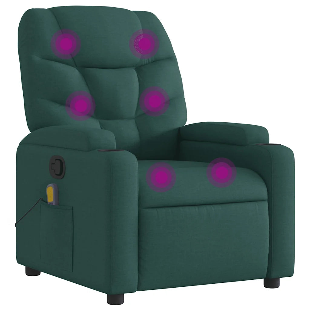 Divano Sedia-Poltrona Massaggiante Reclinabile Verde Scuro in Tessuto 531685