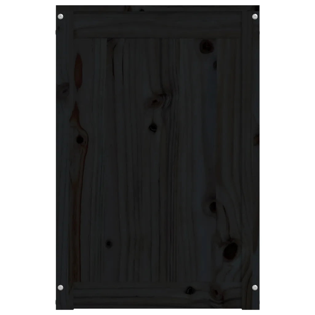 Contenitore per Bucato Nero 44x44x66 cm Legno Massello Pino 823568
