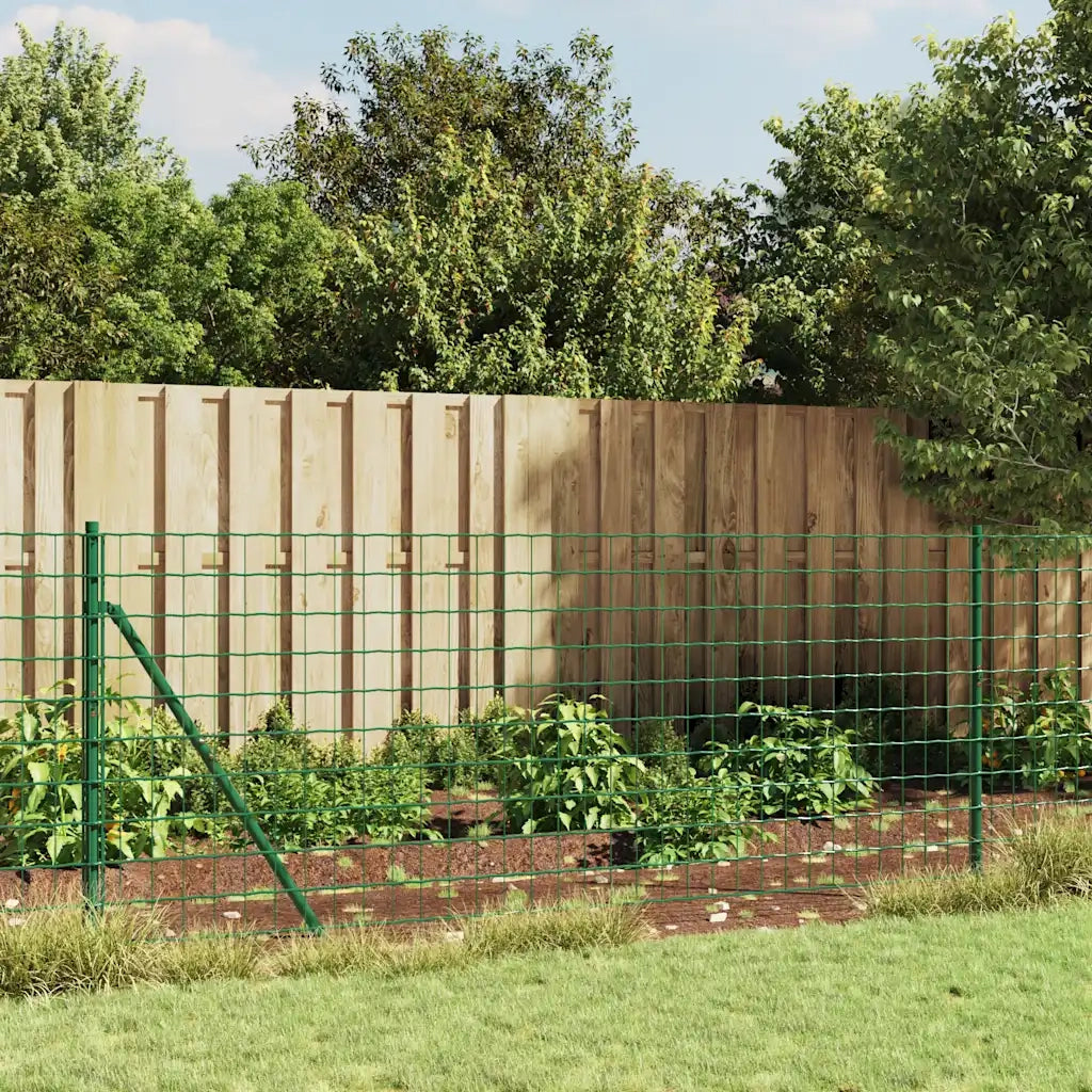 Recinzione da Giardino | Recinzione Metallica con Picchetti Ancoraggio Verde 0,8x25 m