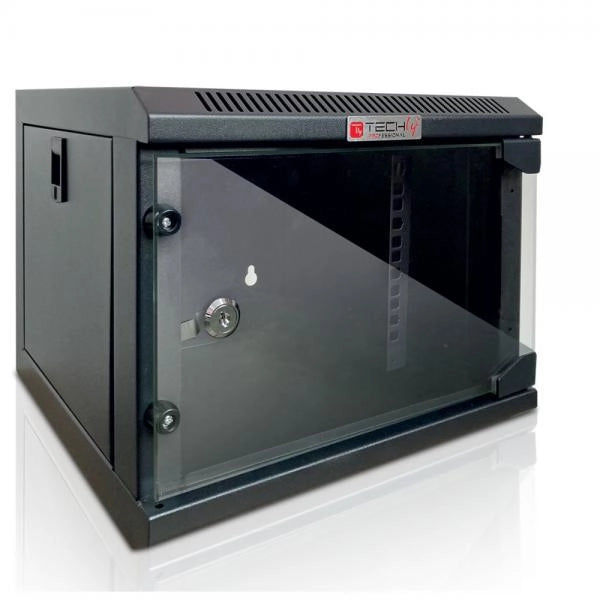Armadio Rack 10'' a Muro 4 Unità Pannelli Asportabili Nero