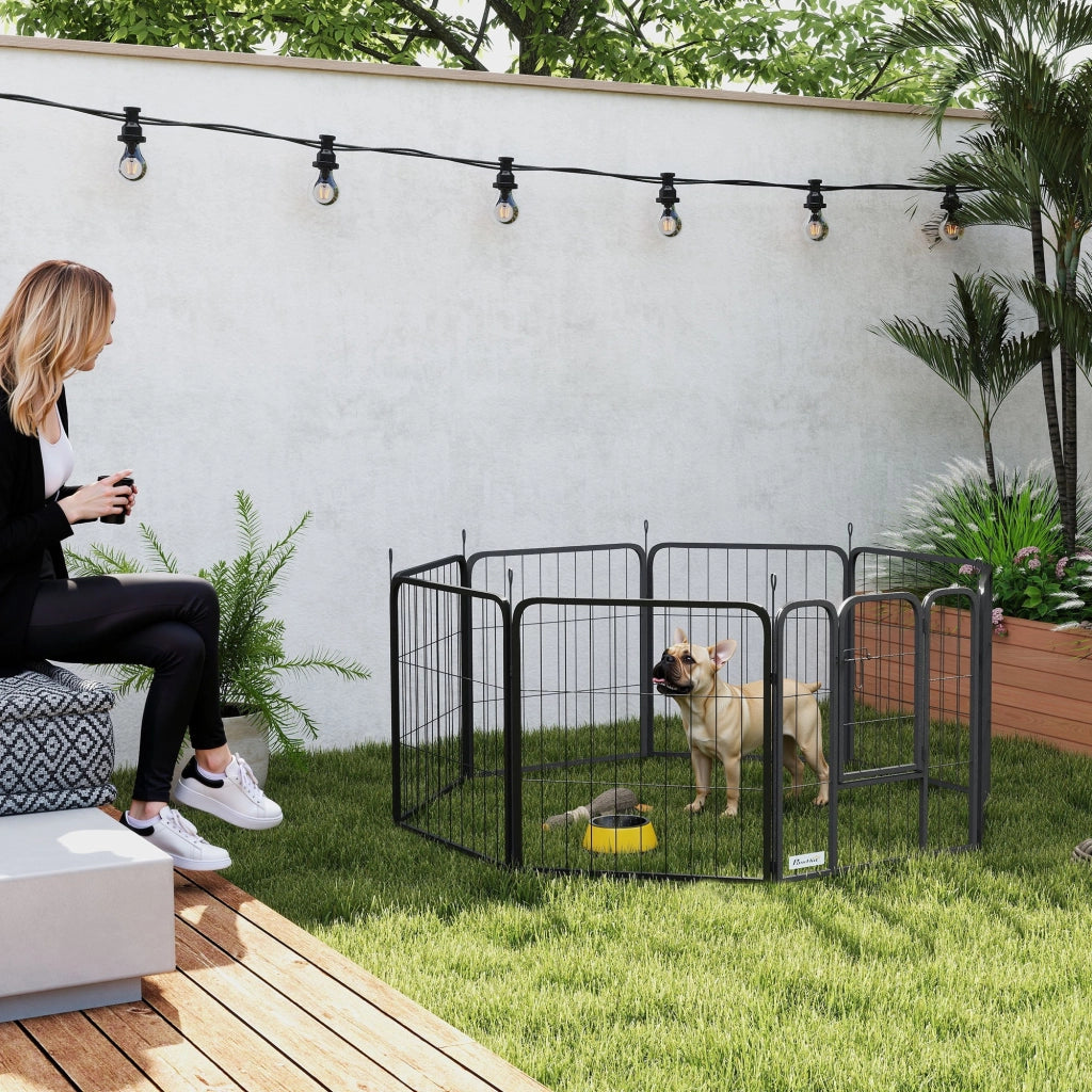 Recinto per Cani 8 Pannelli Modulabile Pieghevole ¨C zephmum ¨C Nero 60 cm