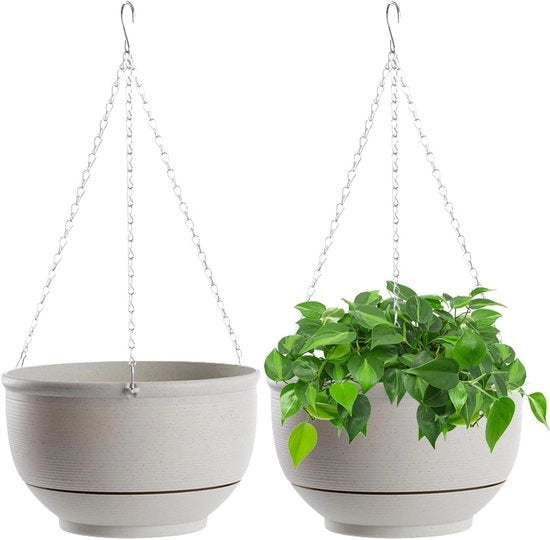 Due Vasi da Muro da 23 cm con Fori di Drenaggio e Piastra di Giardino Removibile