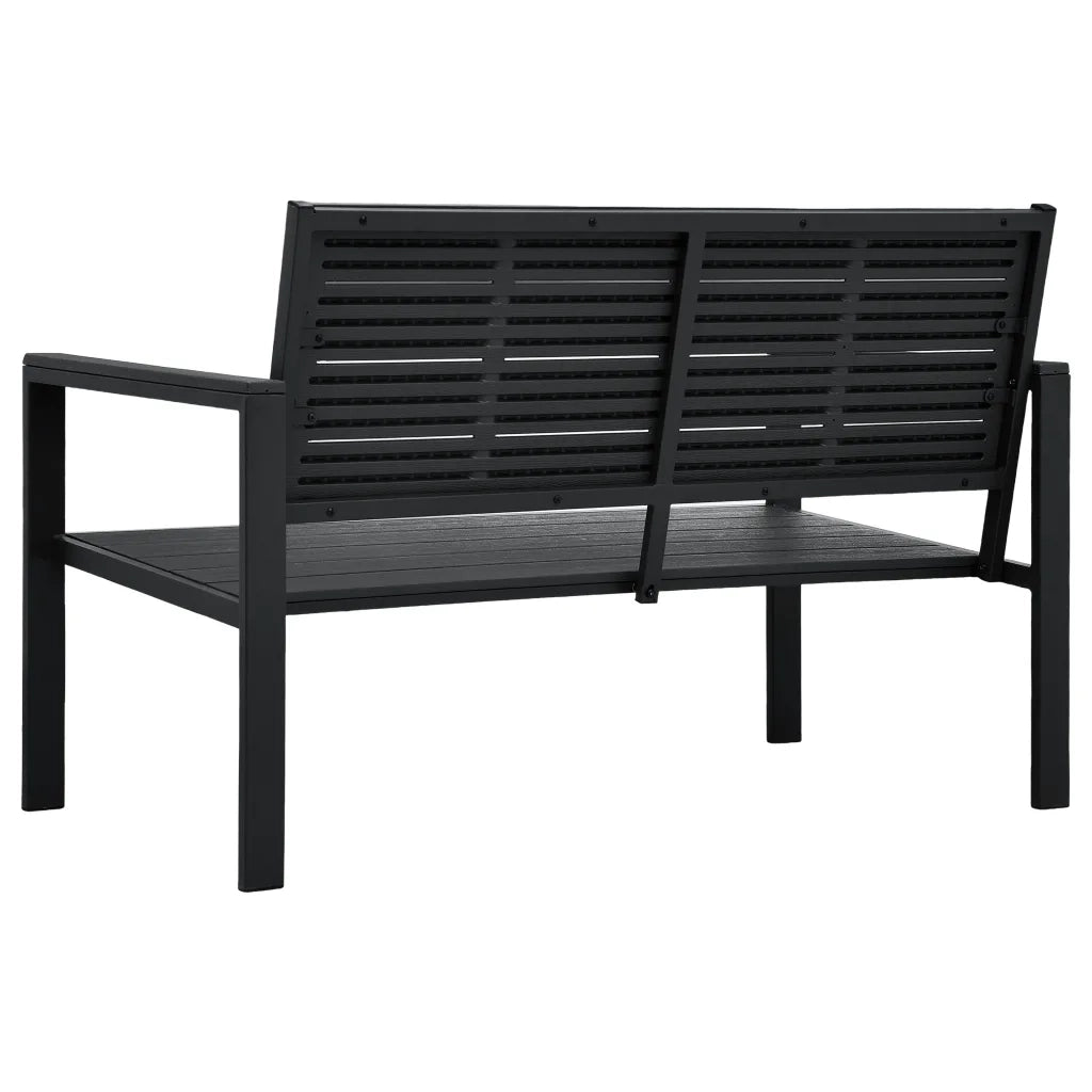 Panchina da Giardino 120 cm in HDPE Nera Aspetto Legno