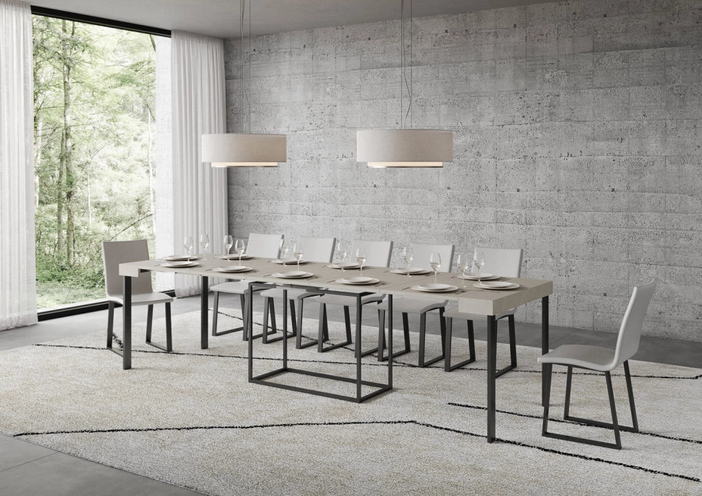 Consolle Allungabile 90-300x40x77 cm Nordica Cashmere Telaio Antracite