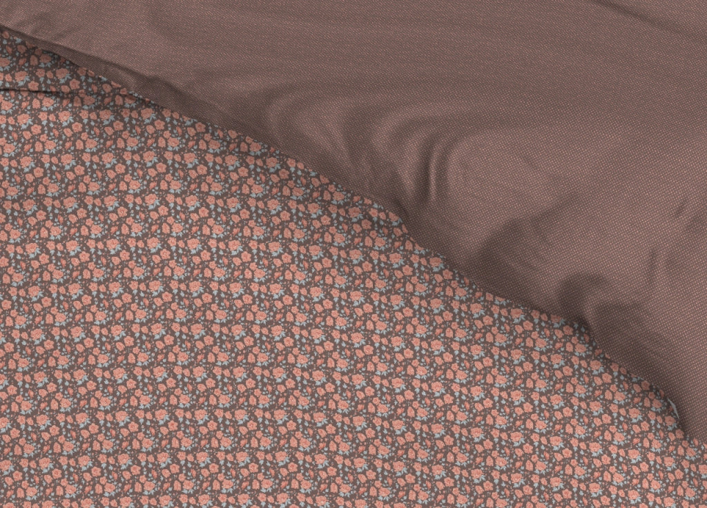 Copripiumino Sacco Piumone 100% Cotone Linea 3027 Fiori Provenzale - Matrimoniale - Marrone