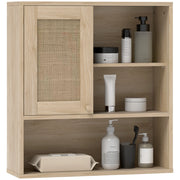 Armadio da bagno con ante scorrevoli e ripiani aperti ¨C zephmum ¨C legno naturale