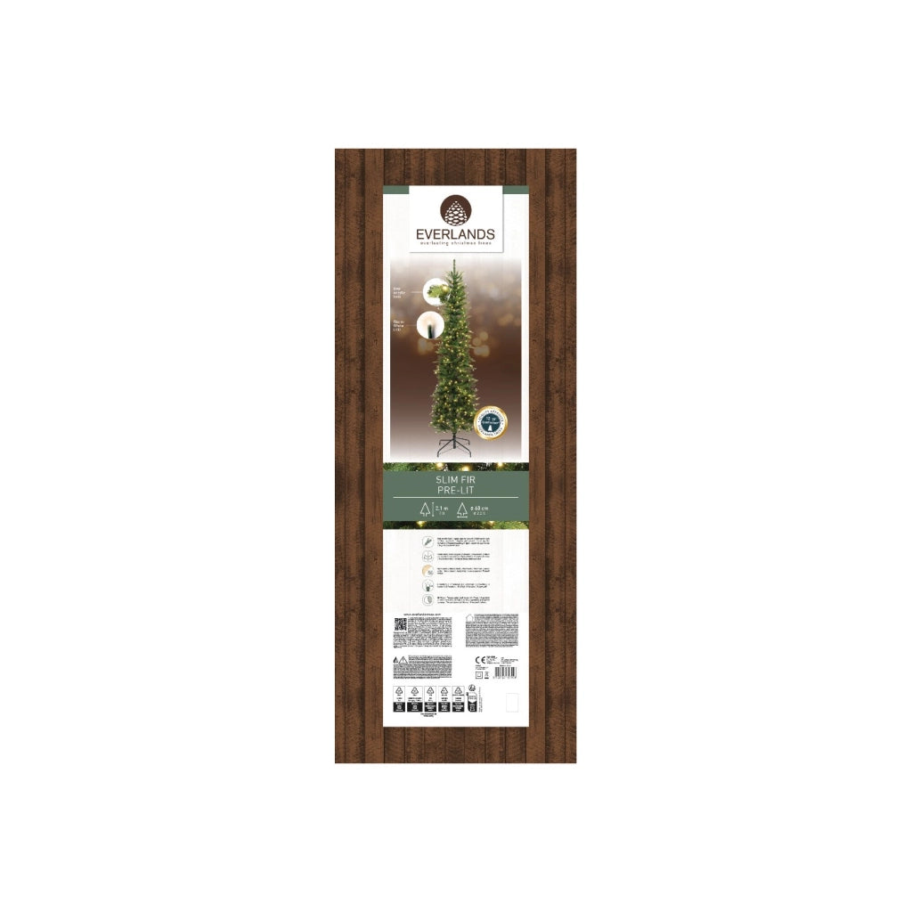Albero Slim Fir c/350 LED D68 H210cm verde
