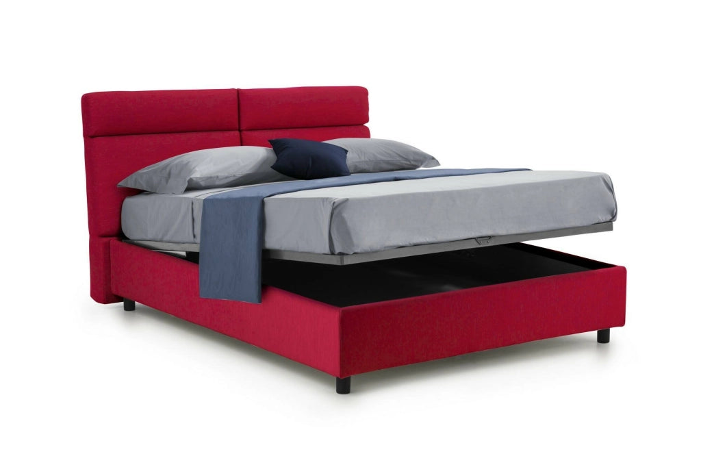 Letto Matrimoniale Asica, Letto Matrimoniale Materasso Incluso Made in Italy, Rosso