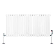 Radiatore Orizzontale Ovale 600x1200mm Bianco con Valvole TRV