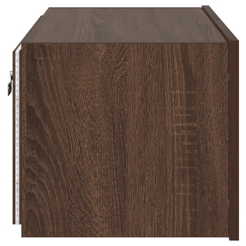 Mobile TV a Parete con Luci LED Rovere Marrone 60x35x31 cm 837279