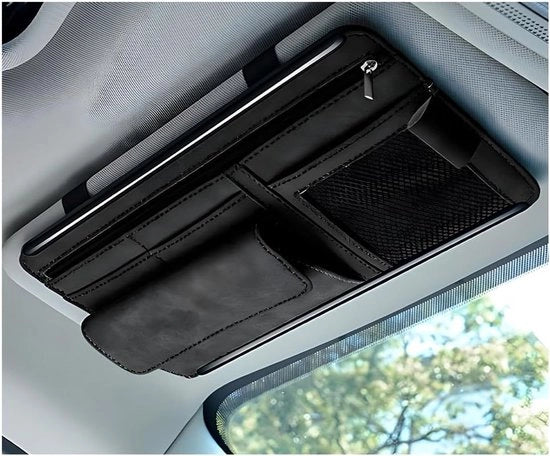 Cassa di stivaggio per ombrelloni auto, portafogli in pelle morbida per l'auto, contenitore di stivaggio impermeabile e resistente ai graffi per ombrelloni auto, accessori auto (nero)