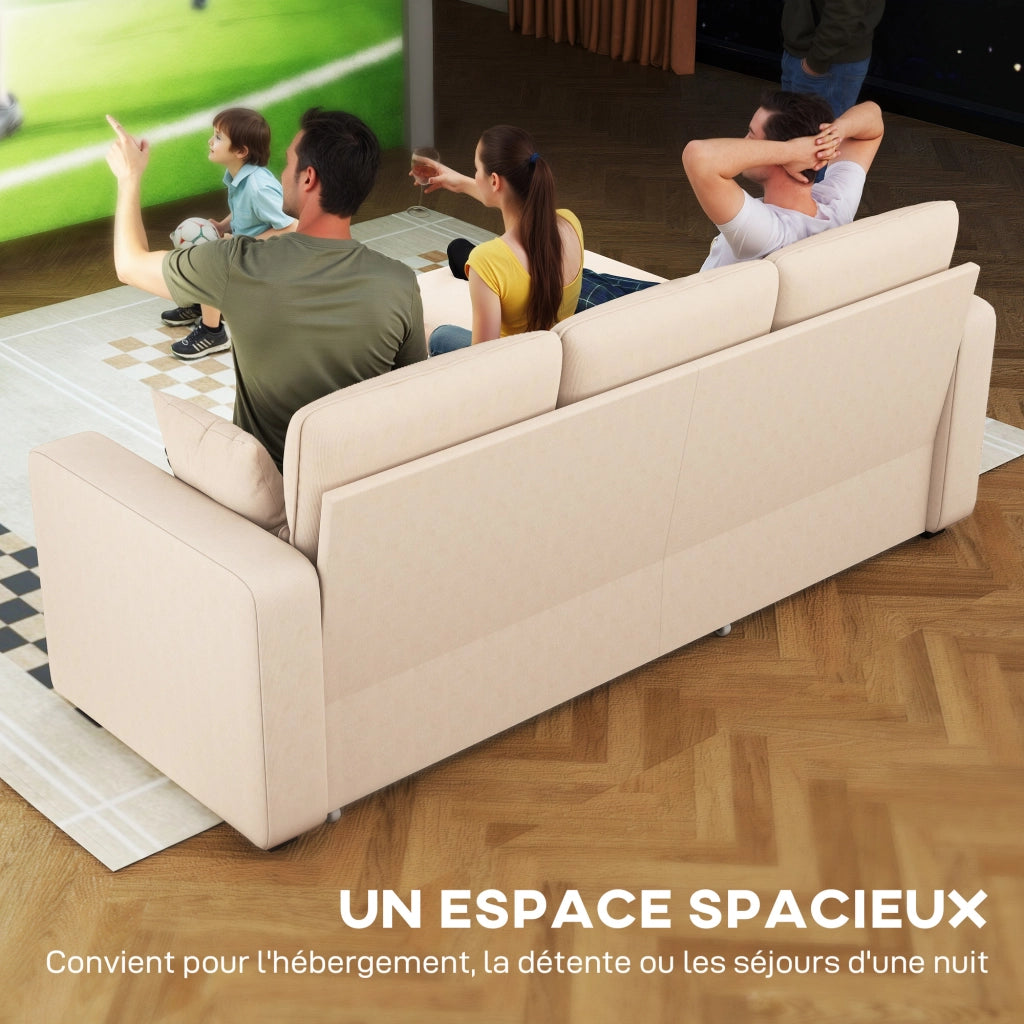 Divano letto angolare in velluto ¨C zephmum ¨C beige 205x135x76 cm
