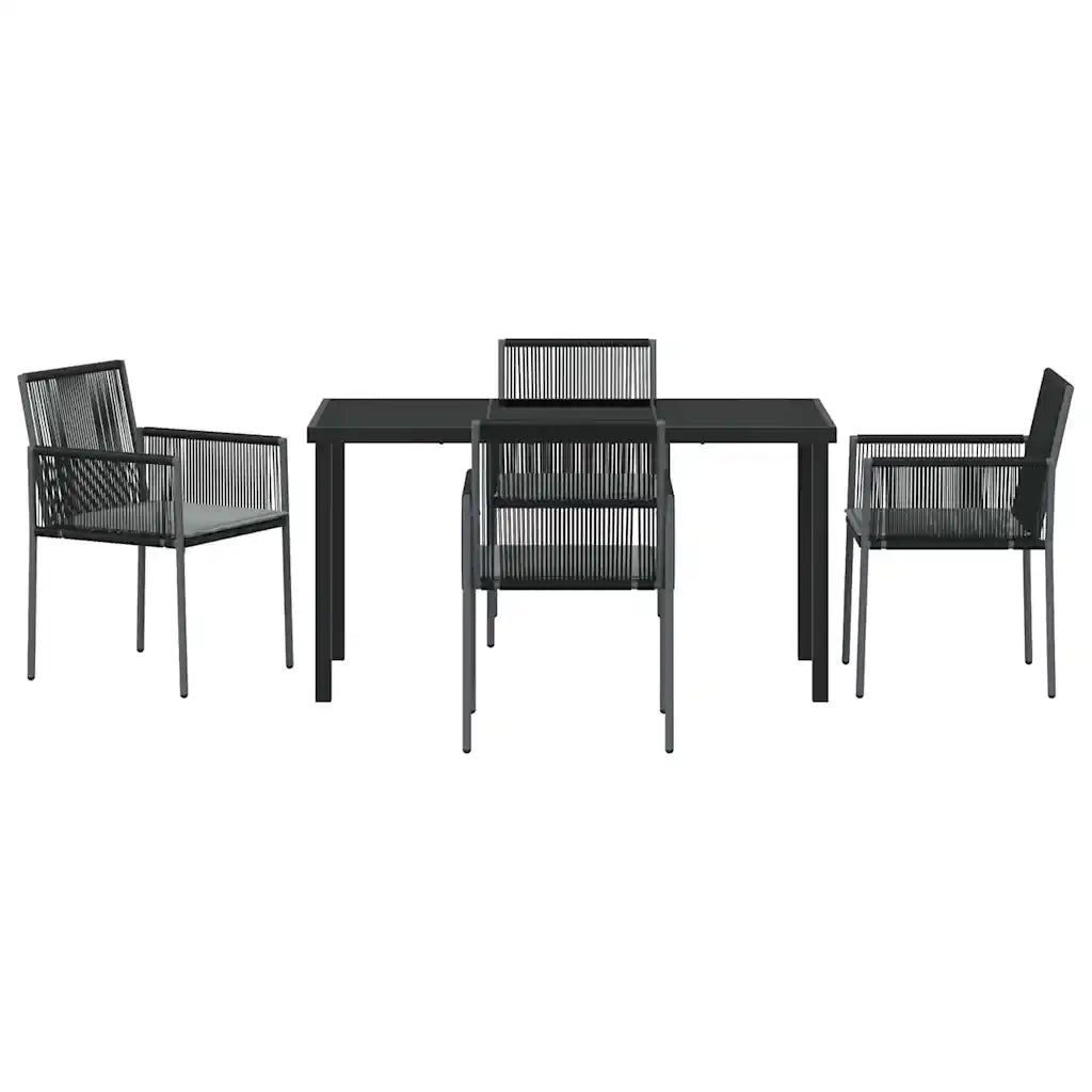 Set da Pranzo per Giardino 5 pcs Nero Rattan in PE 3379109