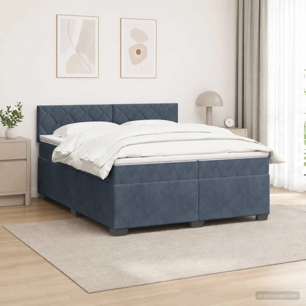 Letto con Box Spring, Materasso e LED Grigio Scuro 200 x 200 cm 3452253