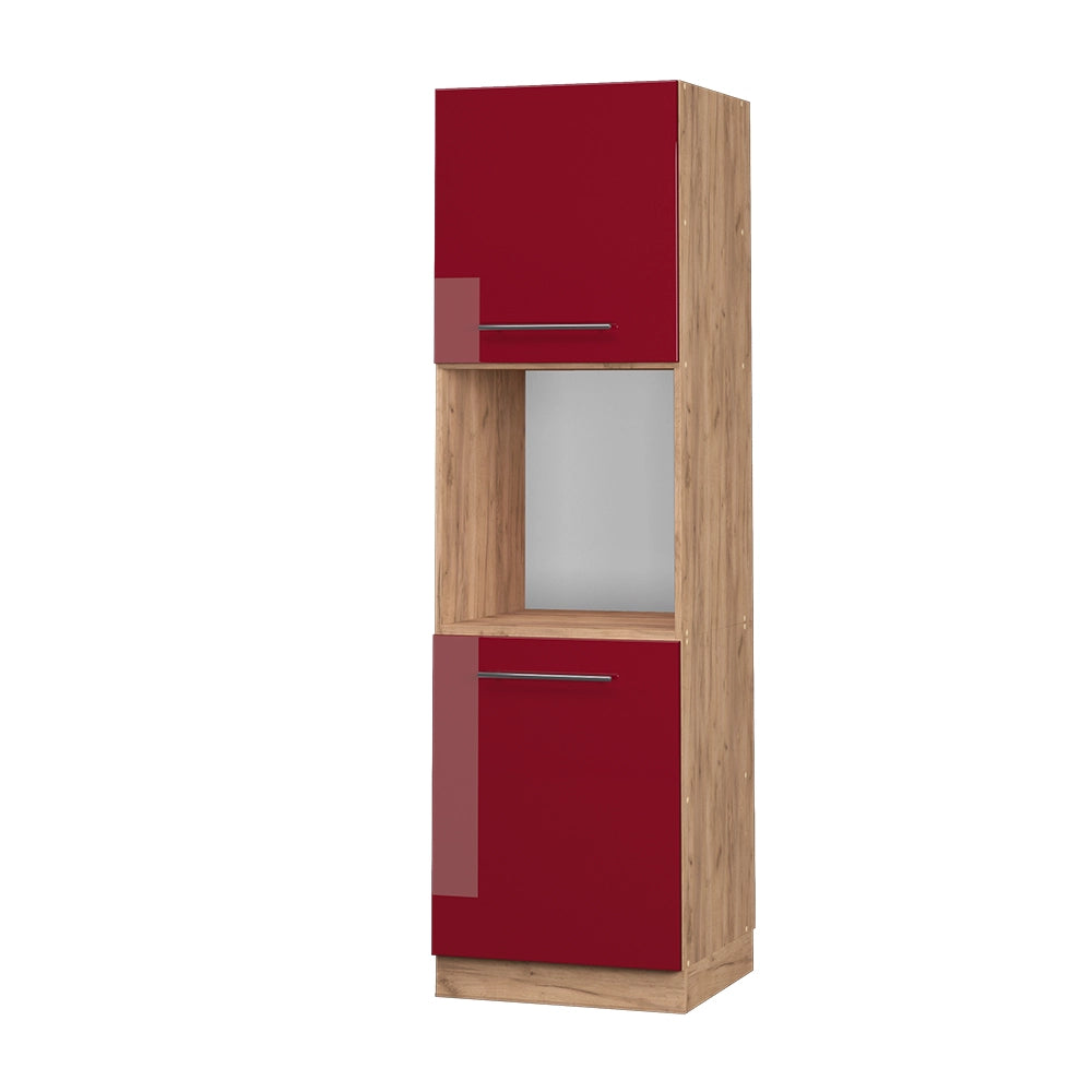 Vicco Mobile per forno da incasso Rosso bordeaux lucido 60 cm aperto
