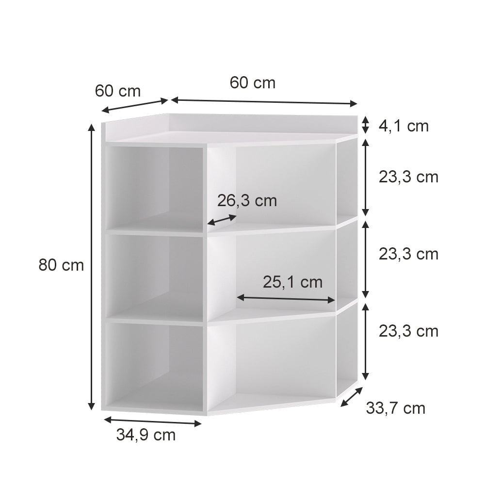 Vicco Scaffale angolare Bianco 60 x 80 cm