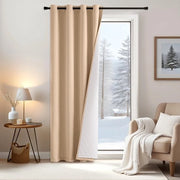 Tendaggi di oscuramento a doppia lastra - Isolamento termico - Protezione dal freddo e dal vento - 245 x 132 cm - 8 occhi - Velo di alta qualità in poliestere - Tendaggi