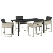 Set da Pranzo per Giardino 5 pz | Set Salotto da Giardino Grigio chiaro polyrattan