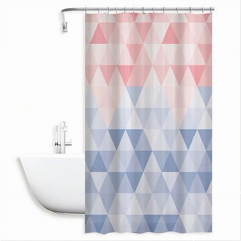 Trade Shop - Tenda Doccia Impermeabile Bagno 12 Anelli Peva 240x200cm Triangolo Rosa Blu 79221 -