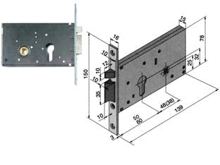 ELETTROSERRATURA DA INFILARE PER FASCE MM.78 H 302  mm.50 (30250010)    WELKA