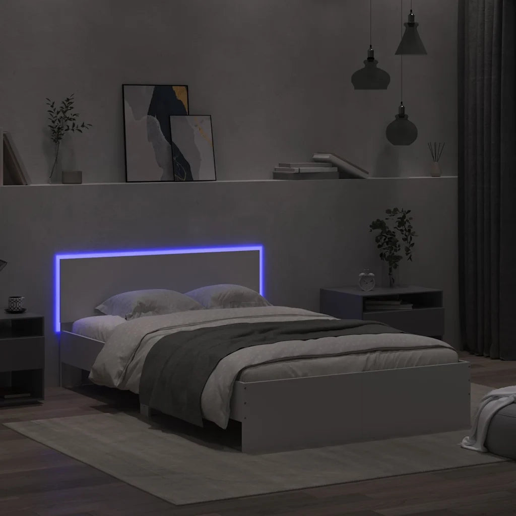 Giroletto con Testiera e LED Bianco 140x200 cm 3207609