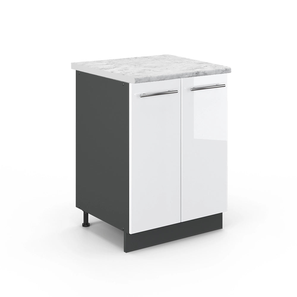 Mobiletto base cucina Fame-Line Bianco lucido/Antracite 60 cm, PL Marmo Vicco