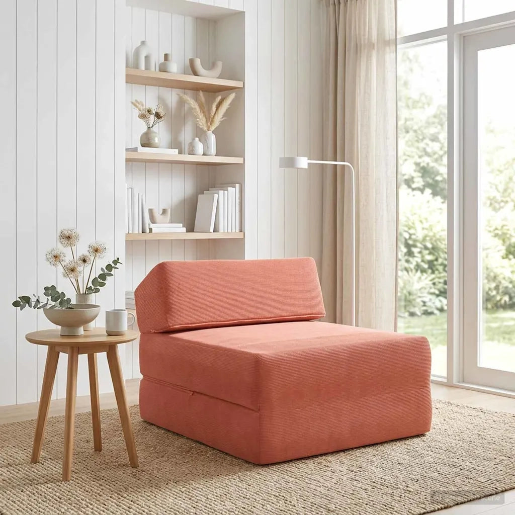 Divano Letto Pieghevole Rosso Arancio 60 x 70 x 41 cm Tessuto