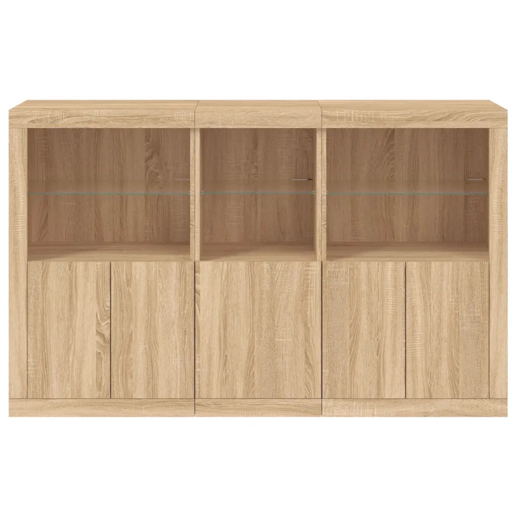 Credenza | Madia | Buffet da pranzo | Armadio da pranzo con Luci LED Rovere Sonoma 162x37x100 cm