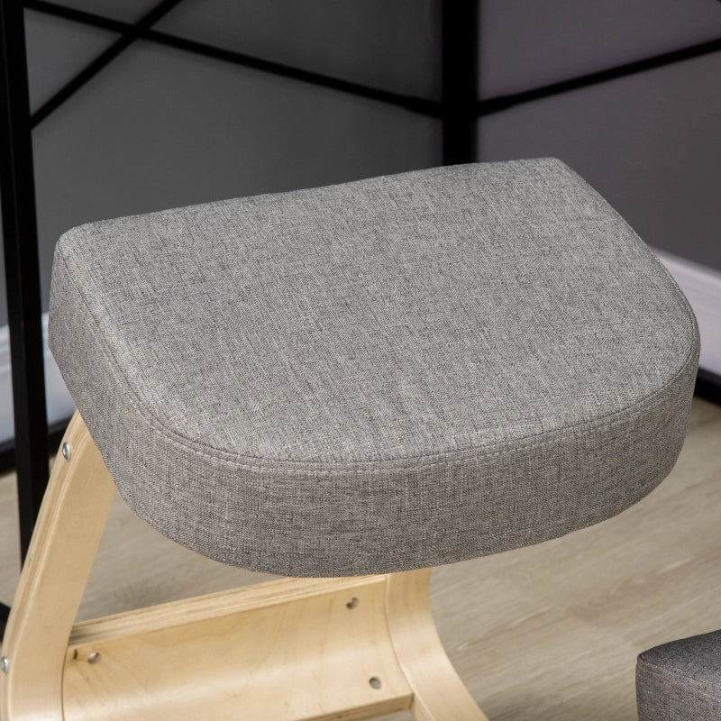 Sgabello ergonomico per ginocchia con supporto postura e montaggio per ufficio e studio in legno grigio 51 × 69 × 58 cm