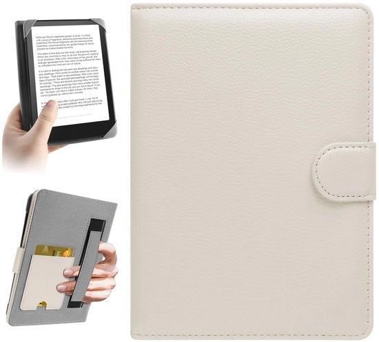 Copri eReader Universale per Kindle eReader compatibile con Paperwhite/PocketBook e Tolino/Kobo Clara 2E/Kobo Clara HD, 6", 6,8" eReader, con taschino integrato, bianco
