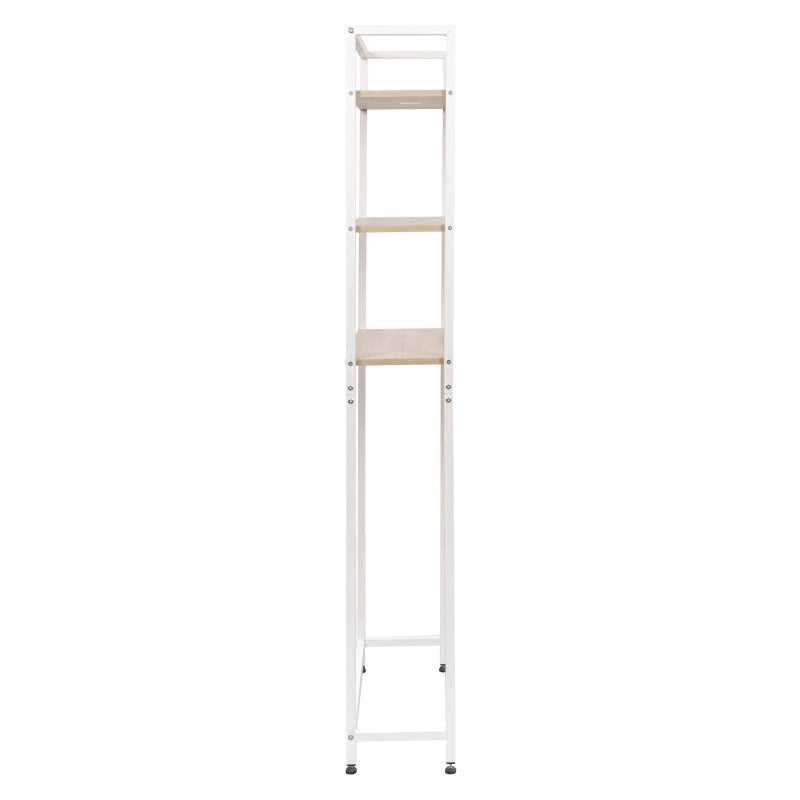 Mobile Lavatrice Janet Con 3 Ripiani Metallo Bianco /legno Trattato Naturale 68x24x165cm