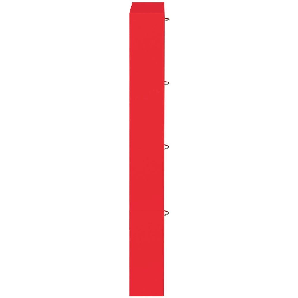 Scarpiera 4 Ante Ripiani Doppia Profondità con Maniglia Colore Rosso 63x24x150cm