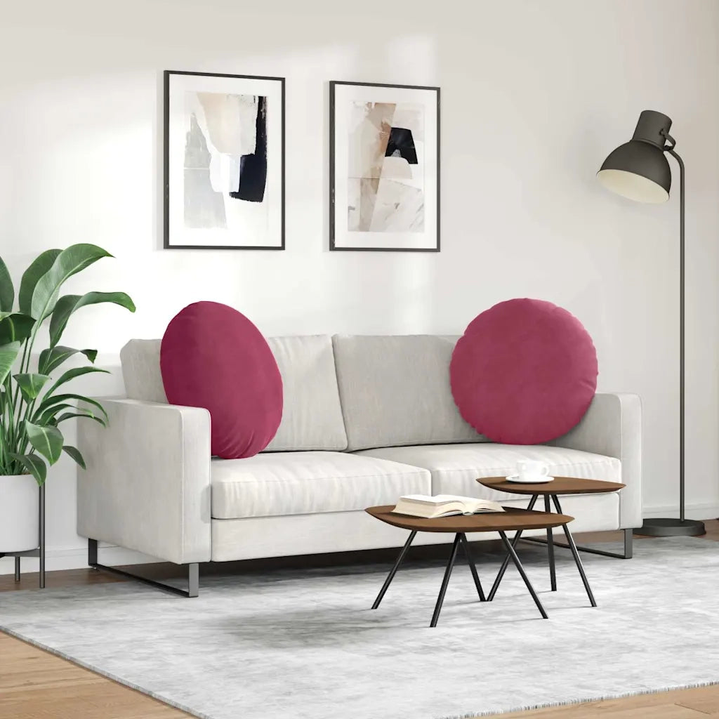 Cuscini per Seduta 2 pcs Rosso Vino Ø 80 x 29 cm Velluto