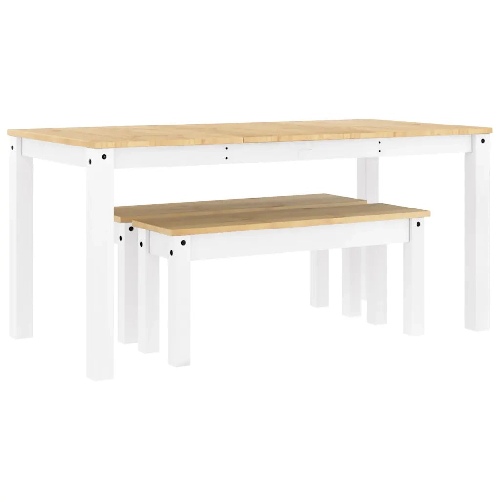 Set da Pranzo 3 pz PANAMA Bianco in Legno Massello di Pino