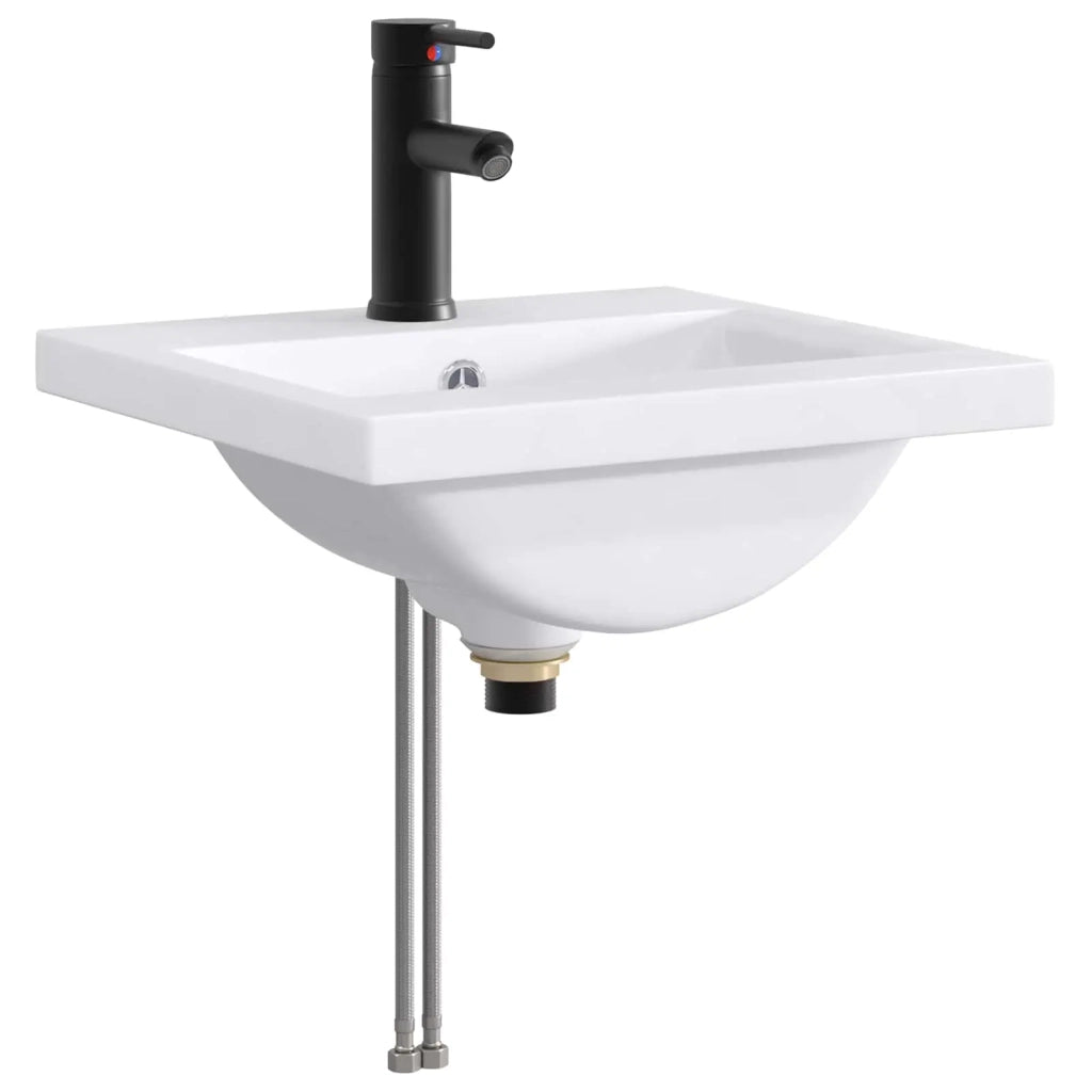 Lavabo con rubinetto e scarico Nero Opaco 42 x 40 x 16,5 cm 890229