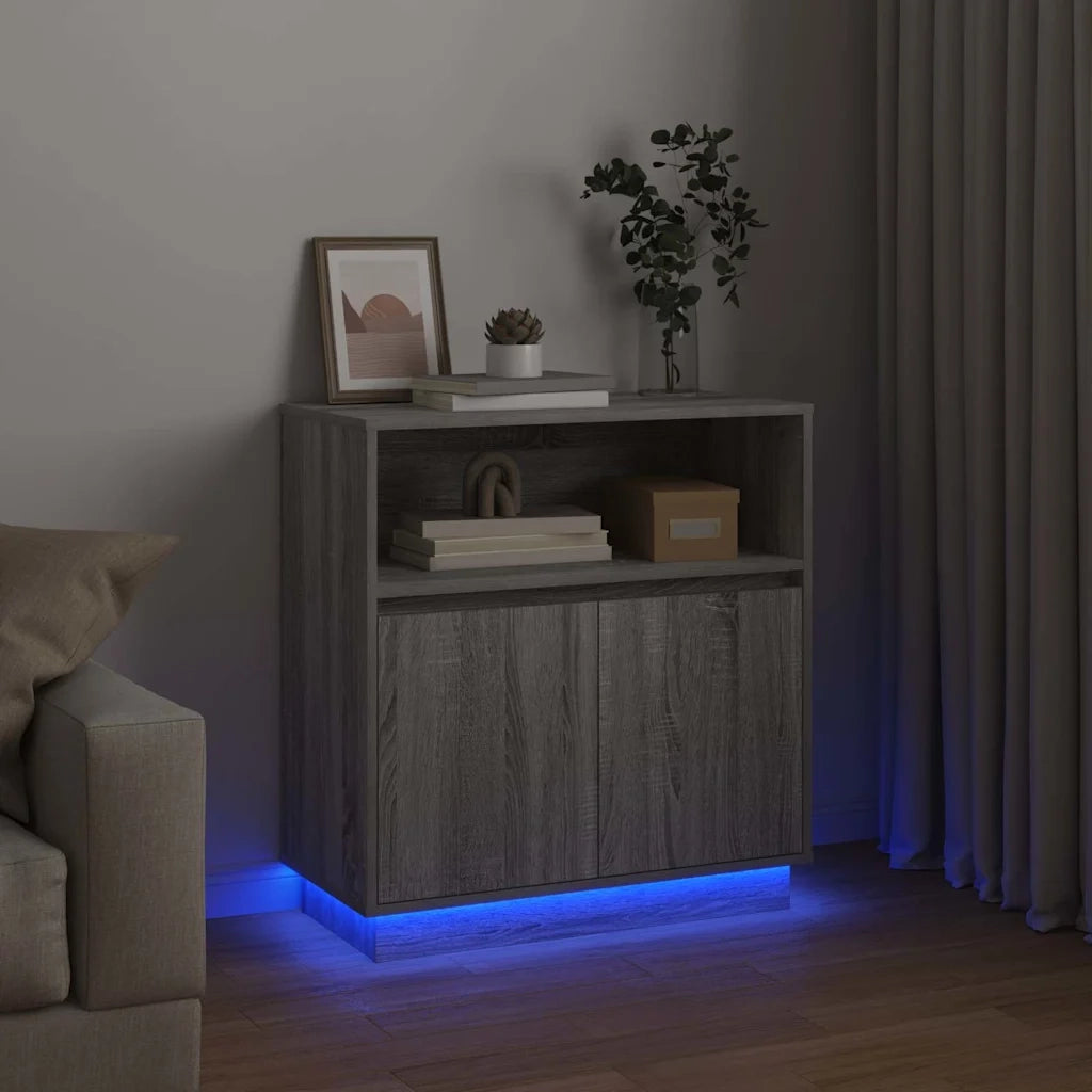 Credenza | Madia LED Grigio Sonoma 71 x 34,5 x 75 cm Legno multistrato