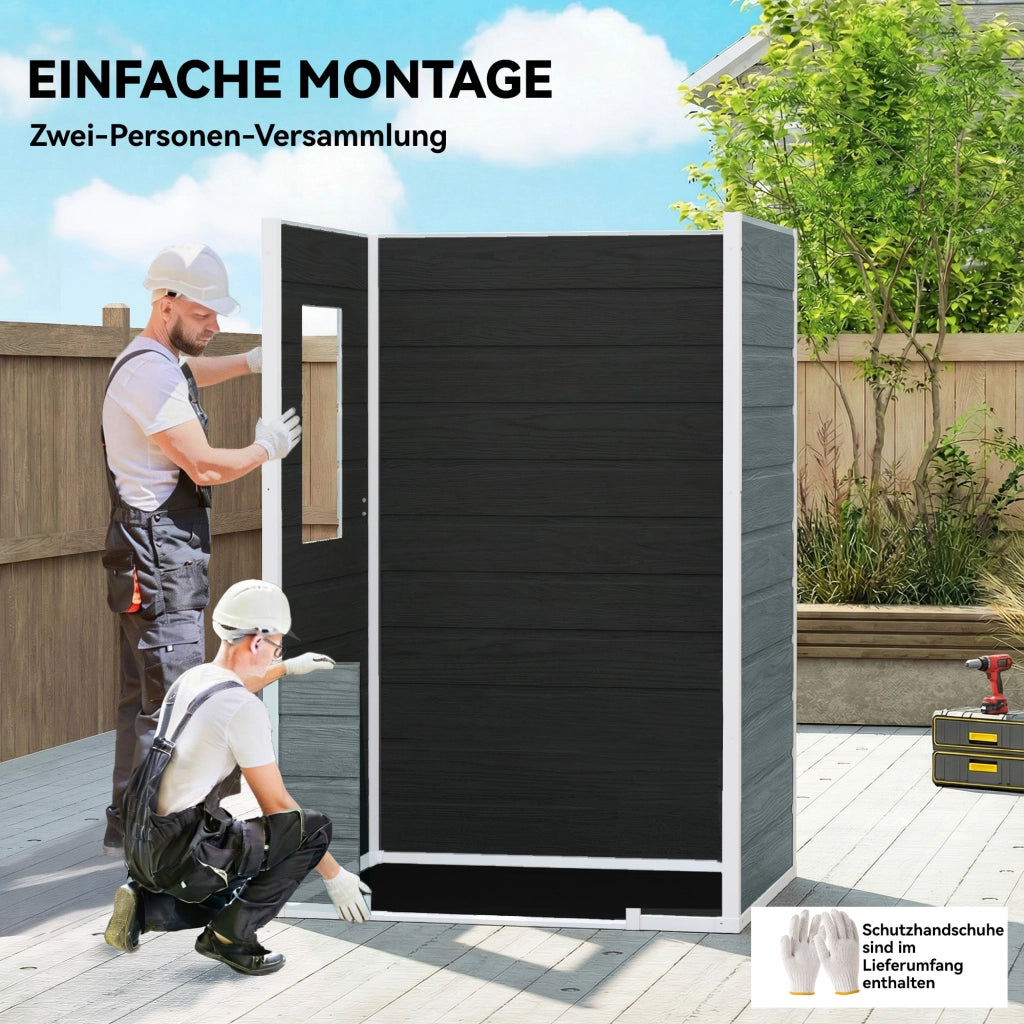 Casetta da giardino 1,1 m2 ¨C Xylo ¨C effetto legno, finestra, tetto a capanna, grigio