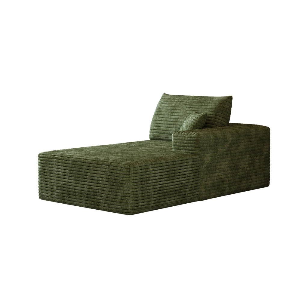 DIVANO angolare reversibile con chaise longue, tessuto corduroy verde