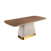 Tavolo da pranzo rettangolare in legno di noce e beige