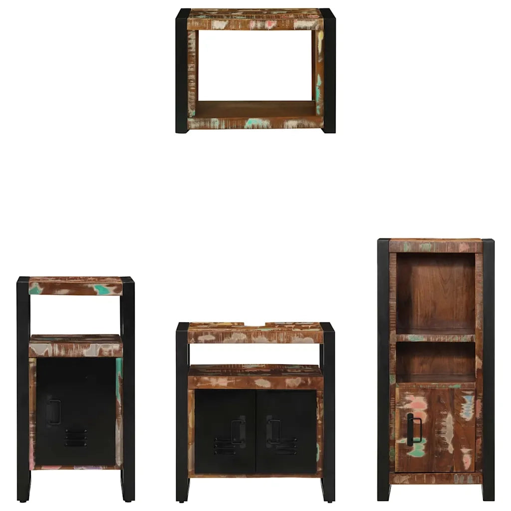 vidaXL Set di mobili per il bagno 4 pcs Legno massello riciclato