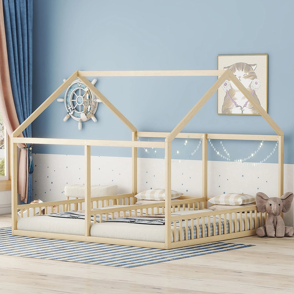 Letto a castello per bambini - Xylo - 90x200 cm - Modello casa 2 in 1