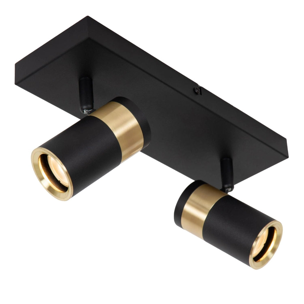 Faretto soffitto rettangolare 2xGU10 nero/oro GORIK Lucide