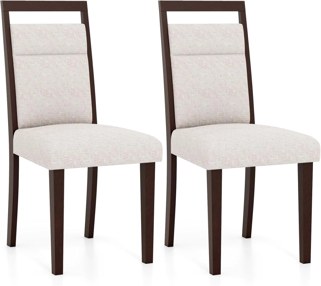Set di 2 Sedie da Pranzo, Sedie da Cucina da Seduta Imbottita, Schienale e Gambe in Legno di Gomma, per Sala da Pranzo, Ristorante e Soggiorno (Grigio)