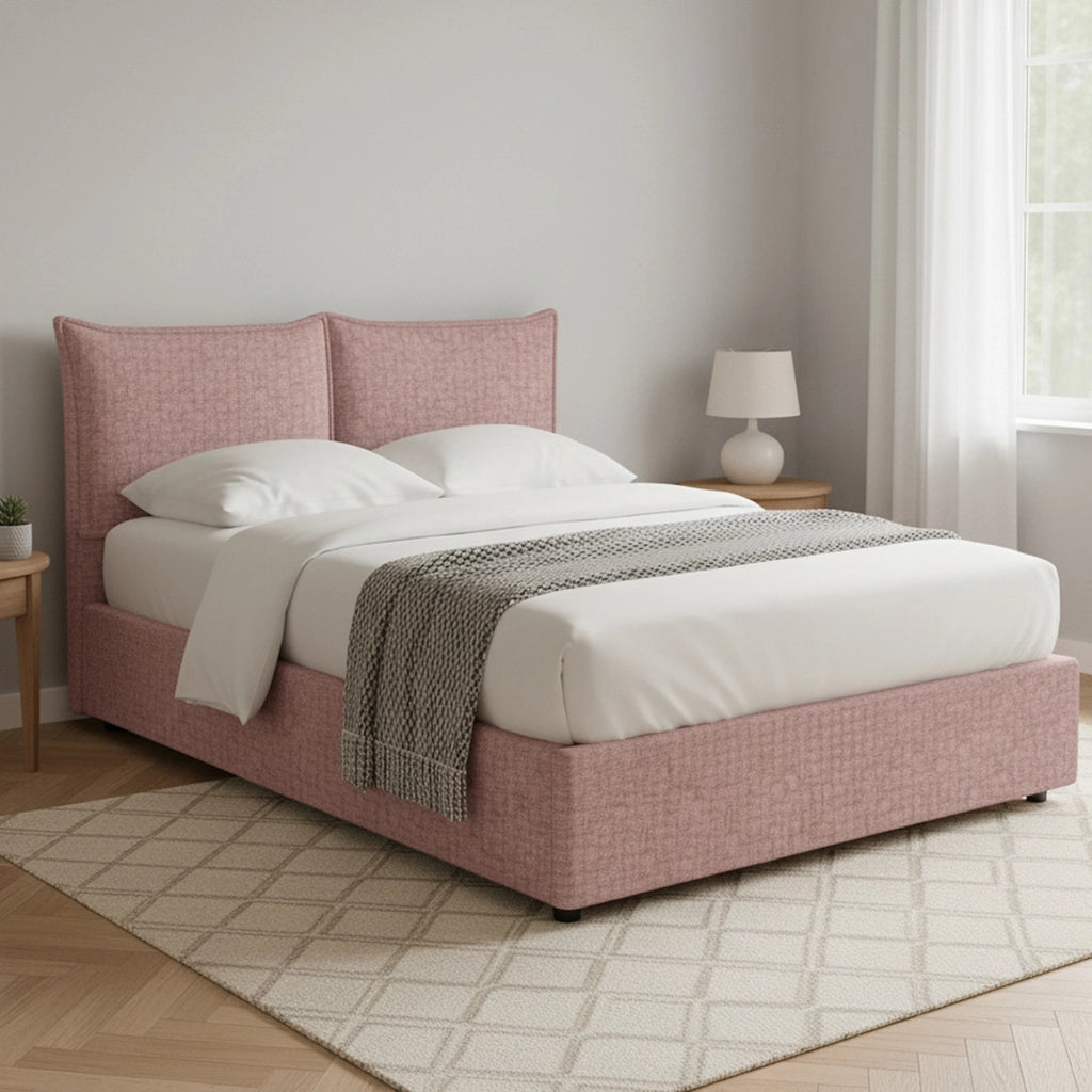 Penzance, Letto Piazza e Mezza Sfoderabile Made in Italy, Rosa