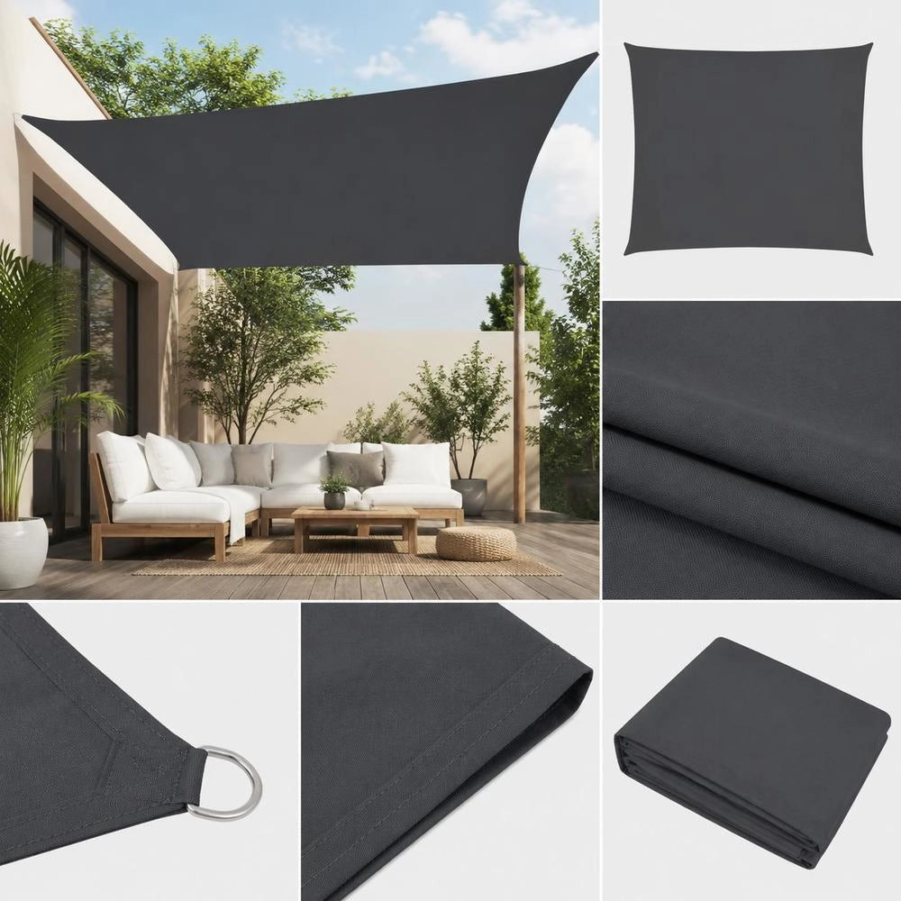 Rectangular Sunshade Sail Made Of Oxford Fabric, 3.5 X 4.5 M, Anthracite