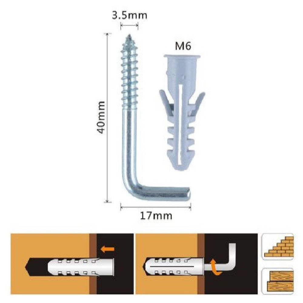 Trade Shop - Set 10 Pezzi Chiodi Viti A L 3.5x40x17mm + Tasselli Con Alette Tassello M6 90799 -