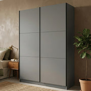 Armadio Camera da Letto Cerchio, Guardaroba Grande 5 Ripiani, 179x210h cm Nero Antracite