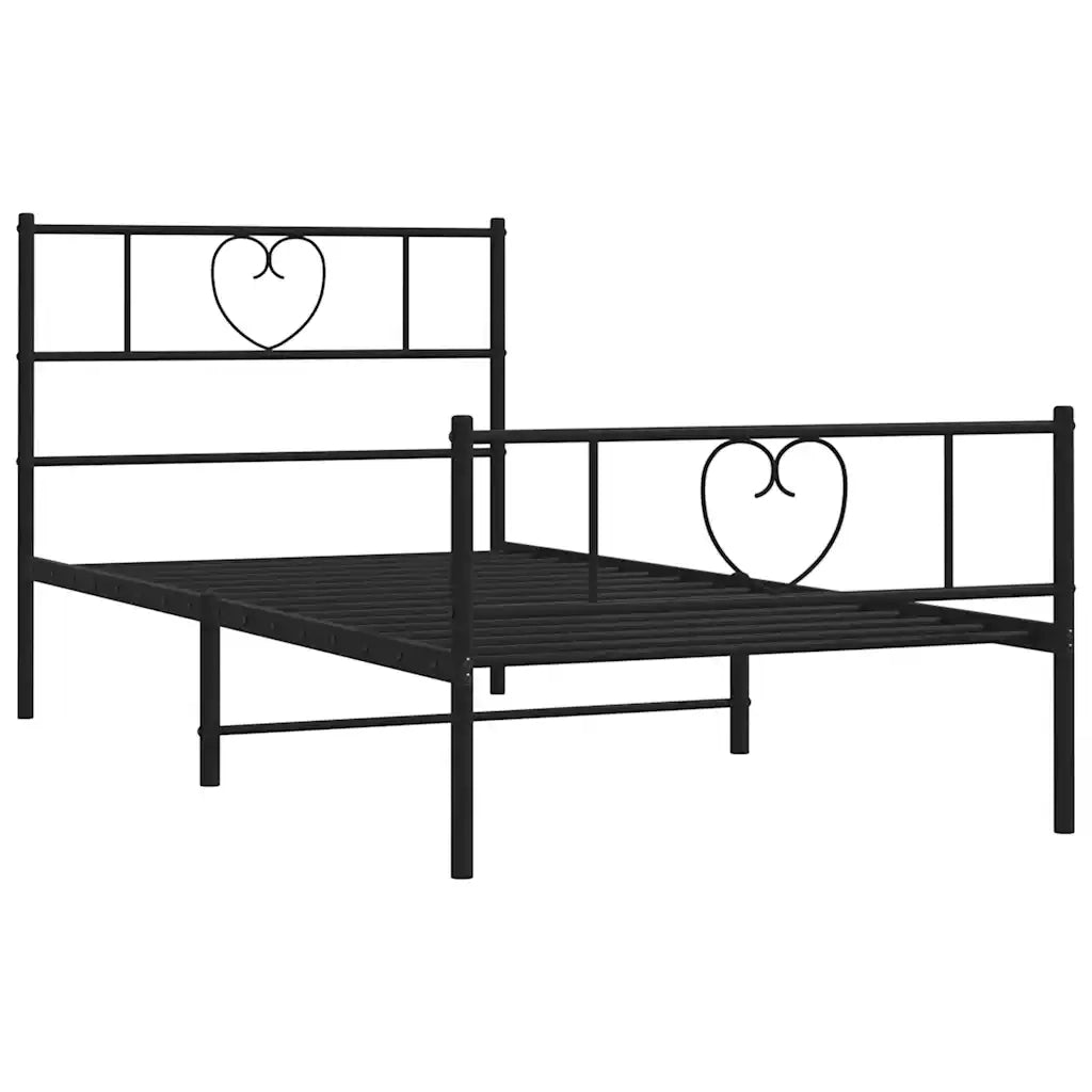 Giroletto con Testiera e Pediera-Struttura Letto Metallo Nero 100x190 cm 345043
