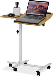 Tavolo da scrivania portatile e spostabile con superficie inclinabile su ruote - 68 x 88 x 61 cm - marrone e bianco
