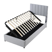 Letto Contenitore per Bambini Letto Singolo con Vano Contenitore e Testiera Regolabile 90×200 cm; senza Materasso; Grigio